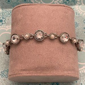 Silver Crystal and Pearl Bracelet